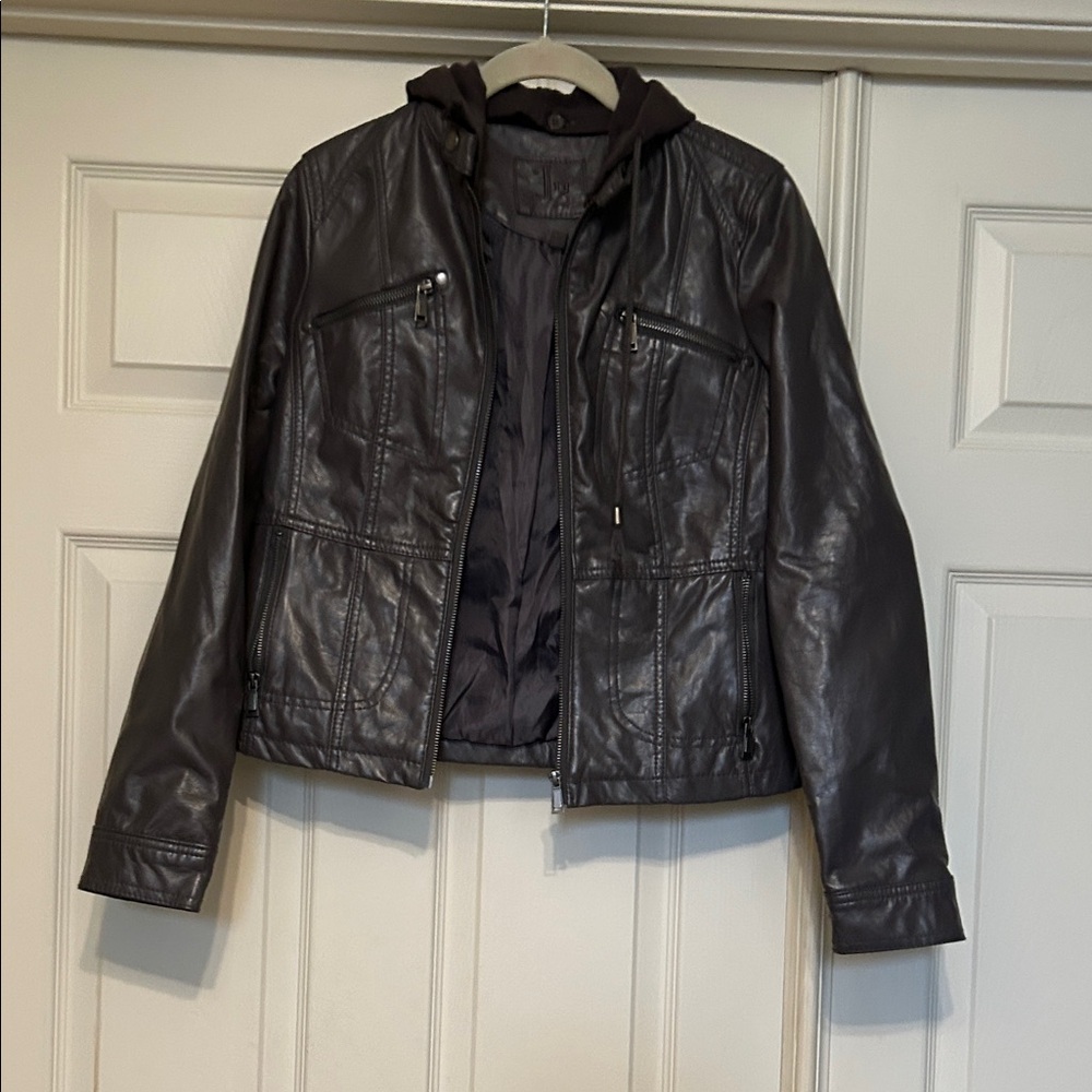 Faux gray leather jacket
